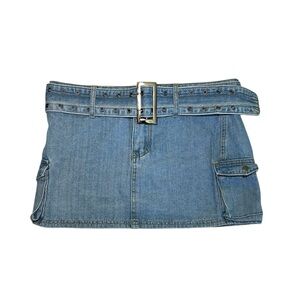 Princess Polly Denim Iconic Cargo Mini Belted Skirt 🩵
